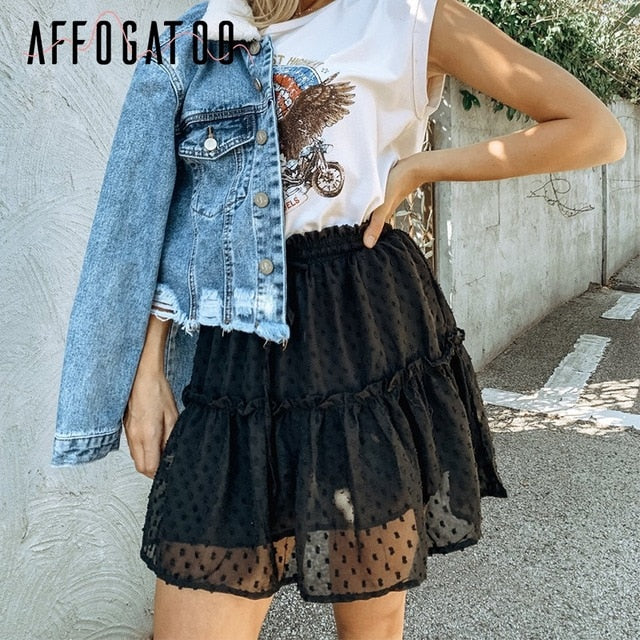 Ruffle Summer Skirt Black