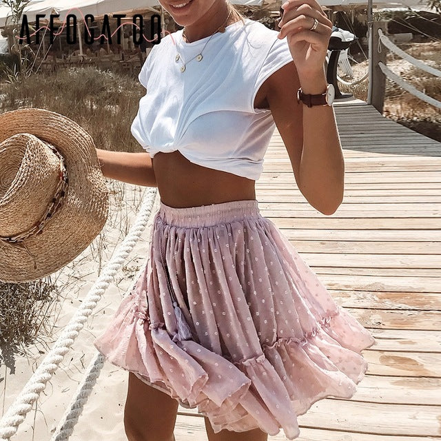 Ruffle Summer Skirt Pink